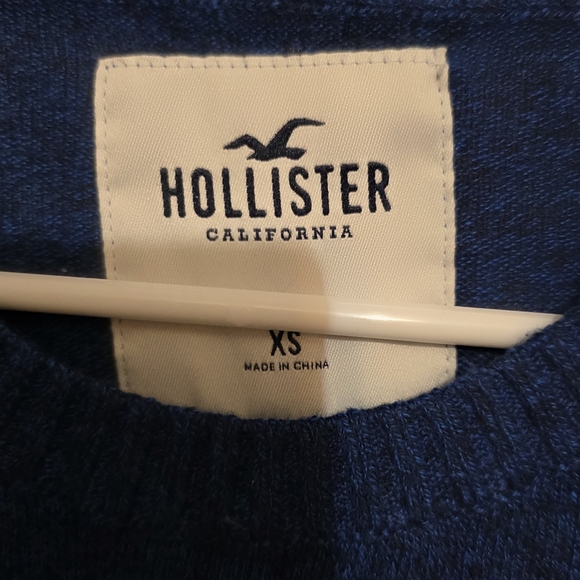 Hollister Blue Heathered Crewneck Long Sleeve Top XS - Picture 2 of 4